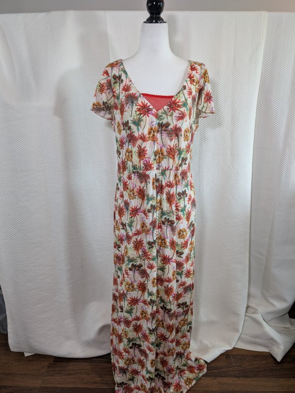 Naf Naf Tropical Print Maxi Dress Size 42 10 Medium to Large